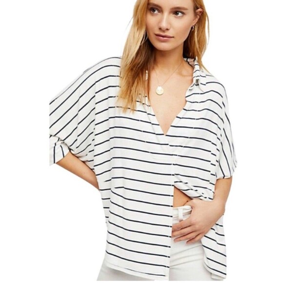 We The Free People Can’t Fool Me Top Nautical Preppy Size Small‎ - Picture 1 of 7